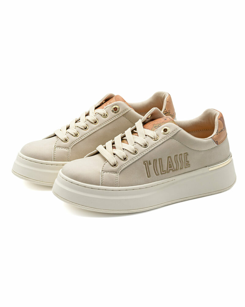 Sneakers Prima Classe beige logo lettering stilizzato - immagine 4