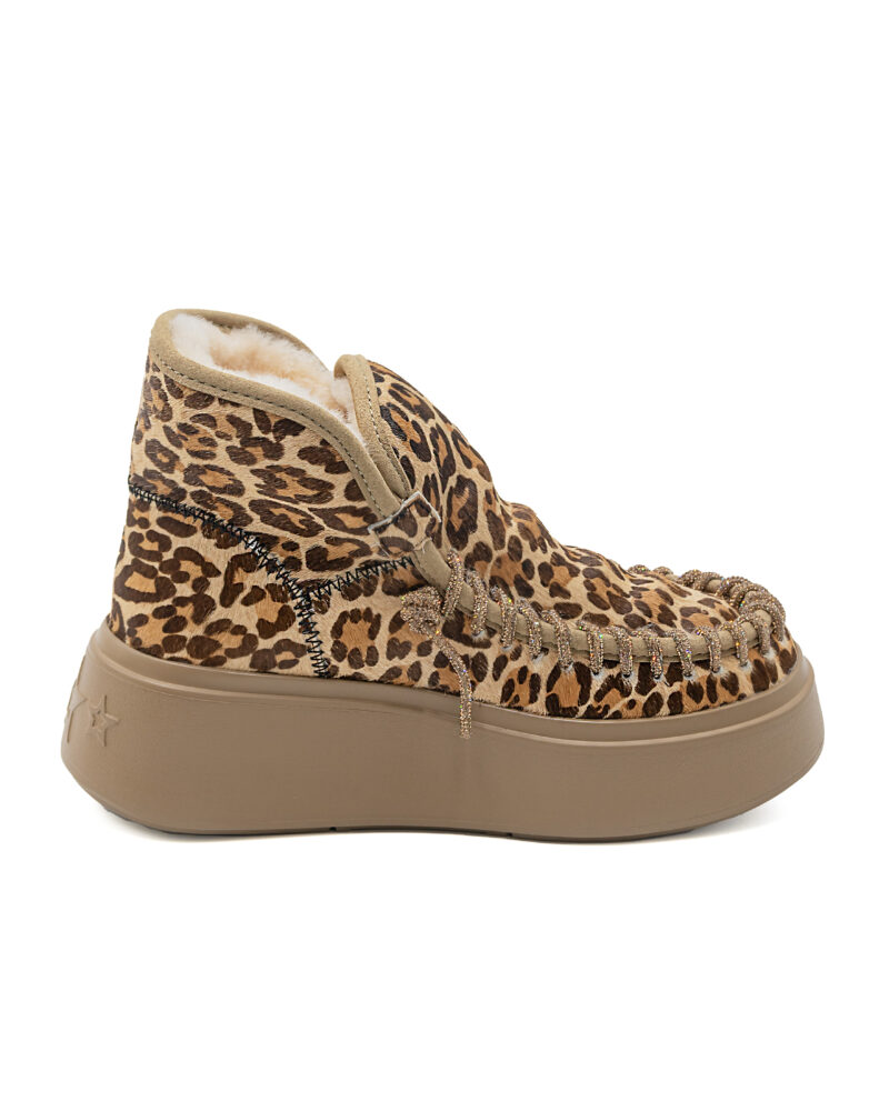 Stivaletti Nan-ku leopardati strass con ecopelliccia