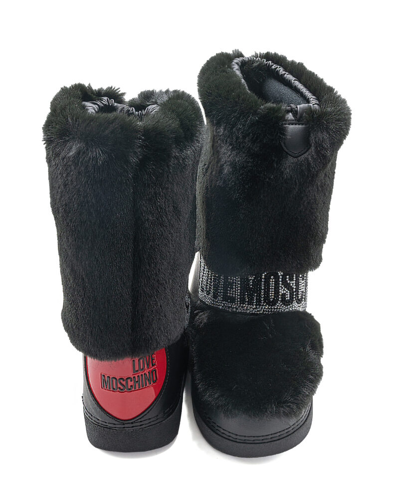 Stivaletti da neve alti Love Moschino con maxi logo strass - immagine 3